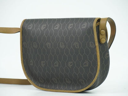 Object Christian DIOR Honeycomb Pattern Shoulder Bag Pochette PVC Black Bag