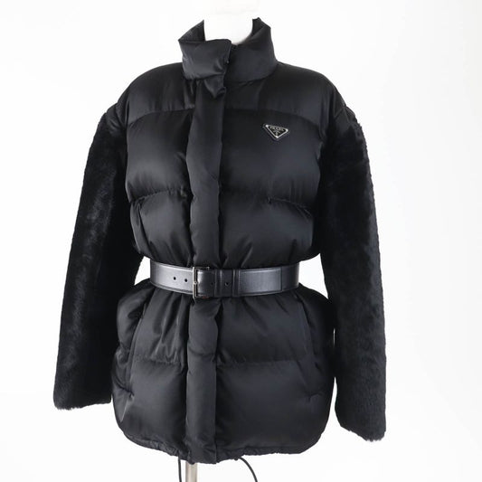 Prada 2023 29l805 Re-nylon 2-way Down Vest/down Jacket With Sleeve Sheep Fur