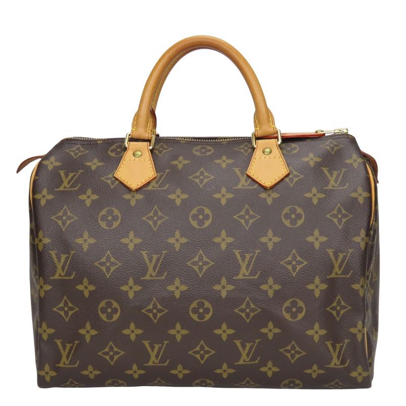 Louis Vuitton Speedy 30 Handbag Speedy 30 M41526 Monogram Nubuck Brown Gold
