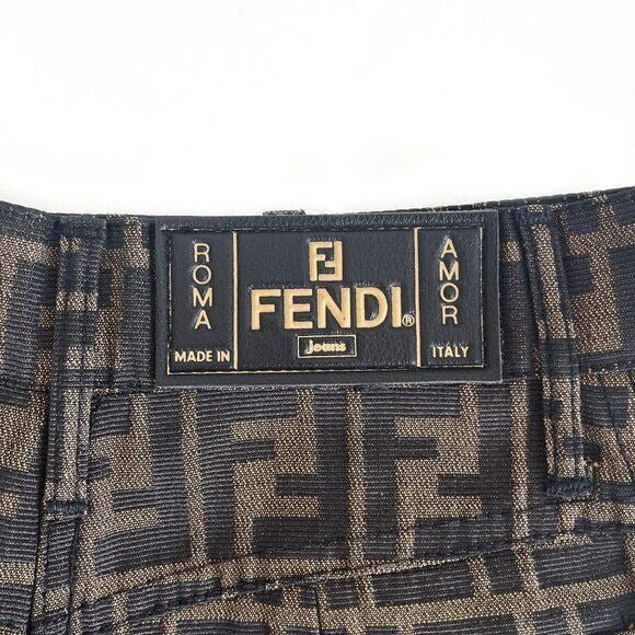 FENDI FF Zucca Vintage Printed Mini Skirt Brown Tan Pockets - The Reluxe