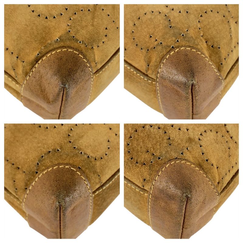 Gucci Vintage Brown Beige Gold Hardware Suede 004 113 0367 Clutch Bag Second