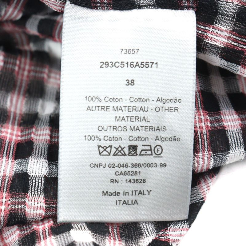 DIOR Homme 293c516a5571 100% Cotton Logo Button Plaid Long Sleeve Shirt Pink
