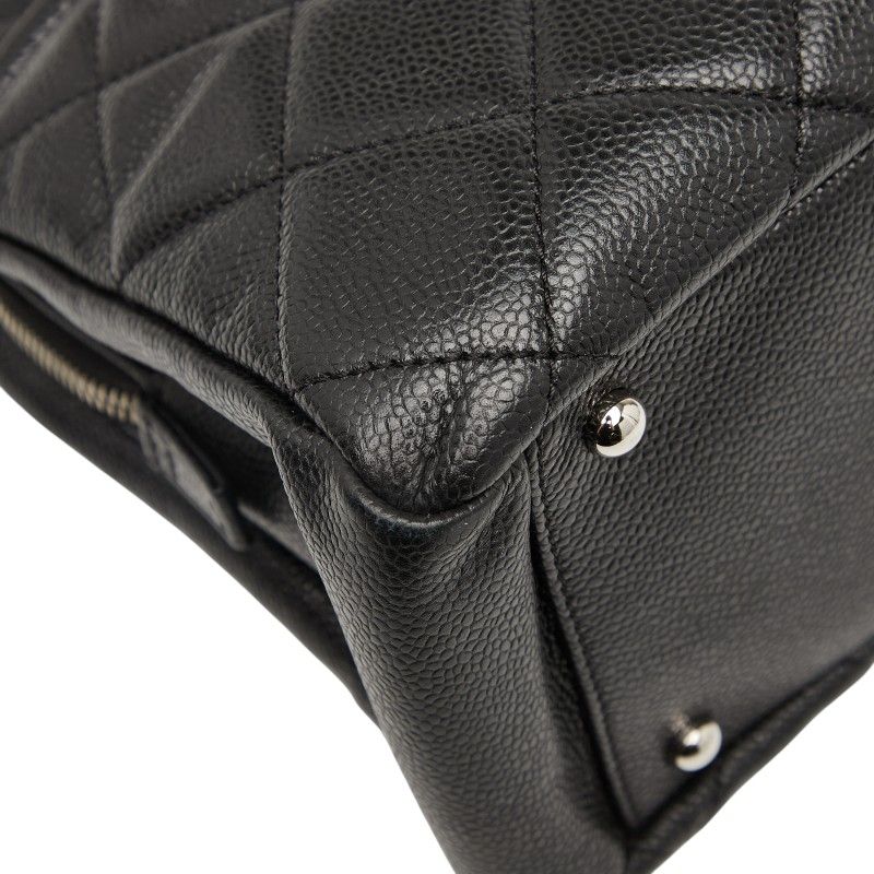 Chanel Matelasse Coco Mark Chain Tote Bag Black Caviar Skin Women's Chanel
