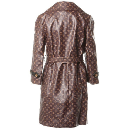 Louis Vuitton Current 2020 Trench Coat Monogram Leather Gold Buttons With Belt