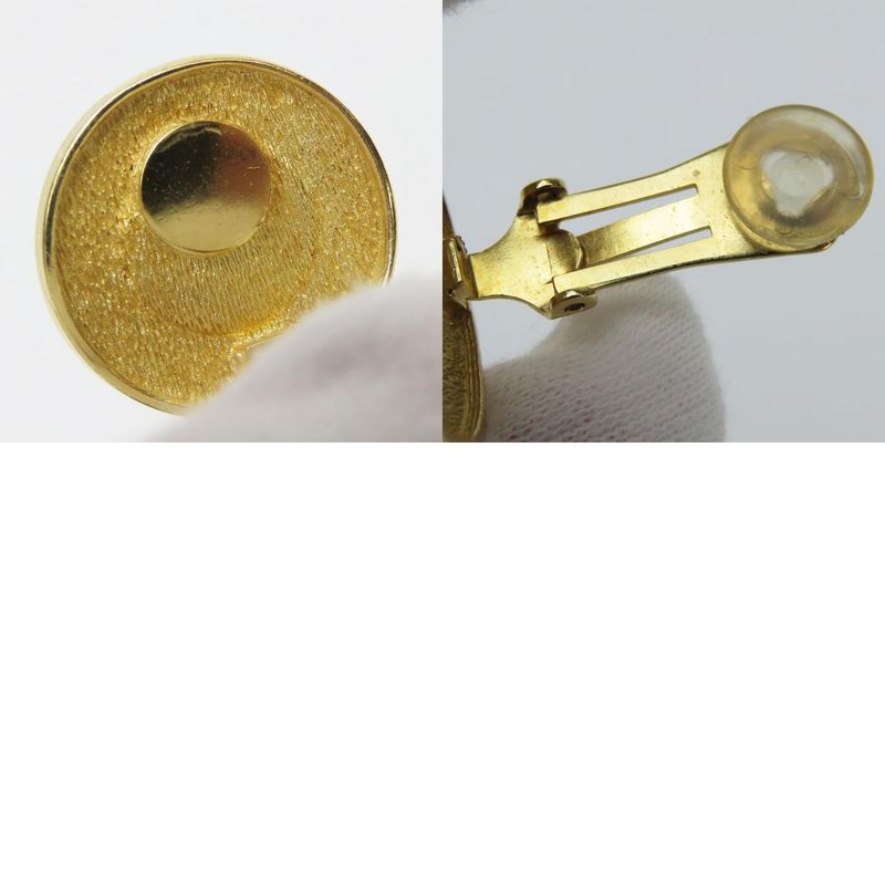 Christian Dior Earrings CD Logo Metal Gold Plated Accessories Faux Pearl Ladies