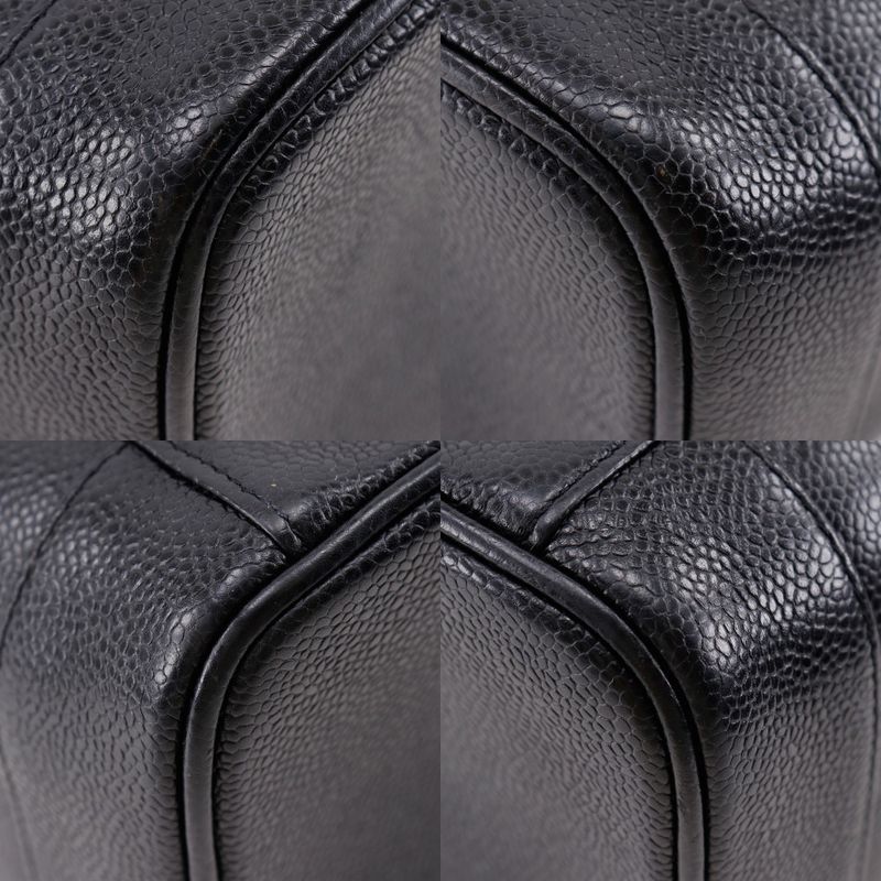 Chanel Vanity Coco Mark A01998 Caviar Skin Black Ladies Pouch