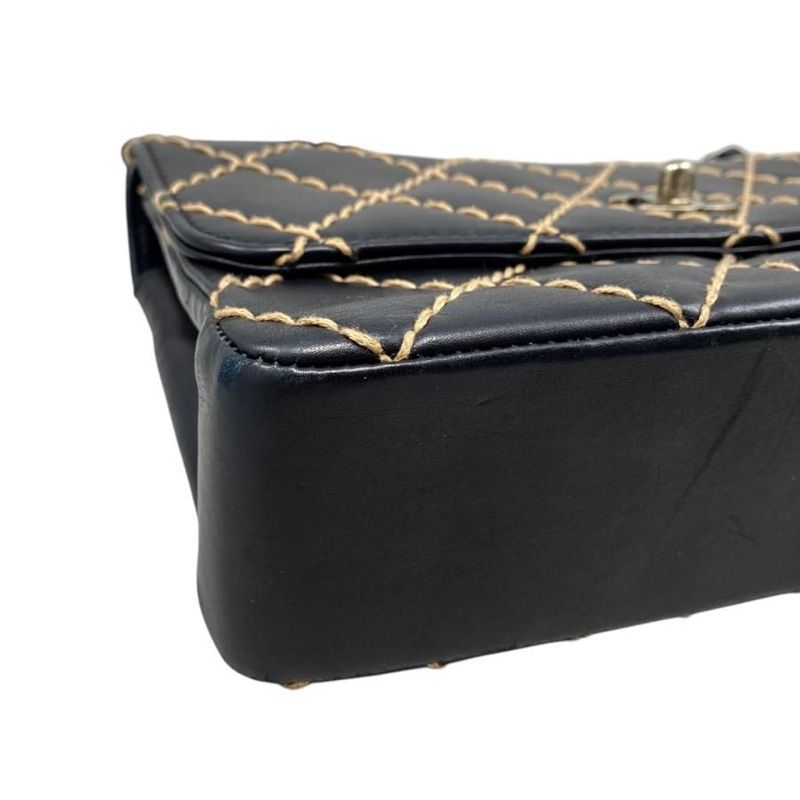 Chanel Shoulder Bag Wildstitch Line 14687 Matelasse Coco Mark Calf Leather