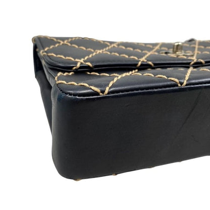 Chanel Shoulder Bag Wildstitch Line 14687 Matelasse Coco Mark Calf Leather