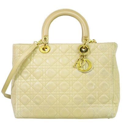 Authentic Christian DIOR Lady Dior Cannage 2WAY Shoulder Bag Handbag Leather