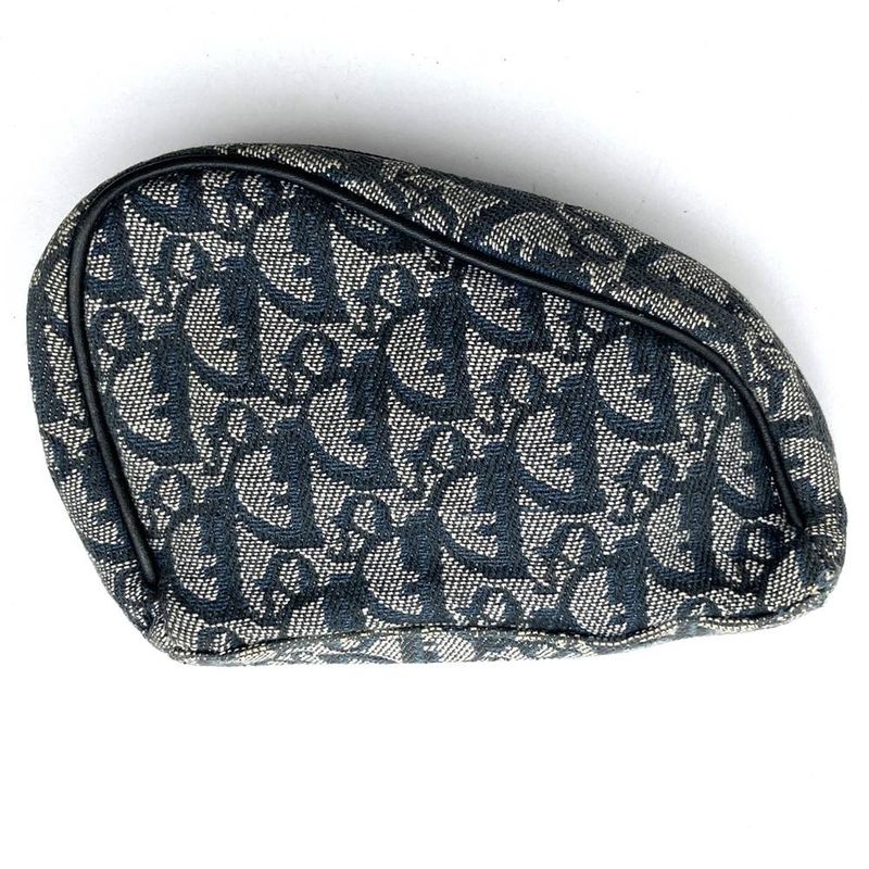 DIOR Pouch Navy Canvas Trotter Saddle Women's Branded High Brand Fashion
