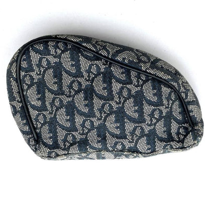 DIOR Pouch Navy Canvas Trotter Saddle Women's Branded High Brand Fashion