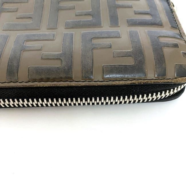 Fendi Round Zipper Long Wallet Ec22134 Brown Zucca