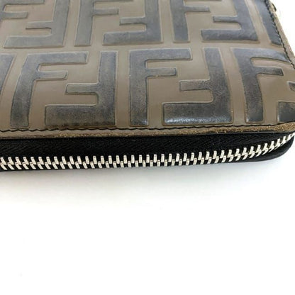 Fendi Round Zipper Long Wallet Ec22134 Brown Zucca
