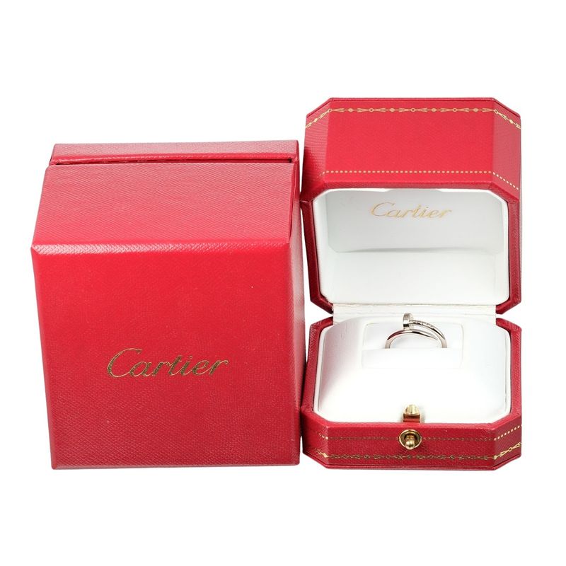Cartier Juste Un Clou Small Model 18kwhite Gold #6 Ladies 3.27g Ring