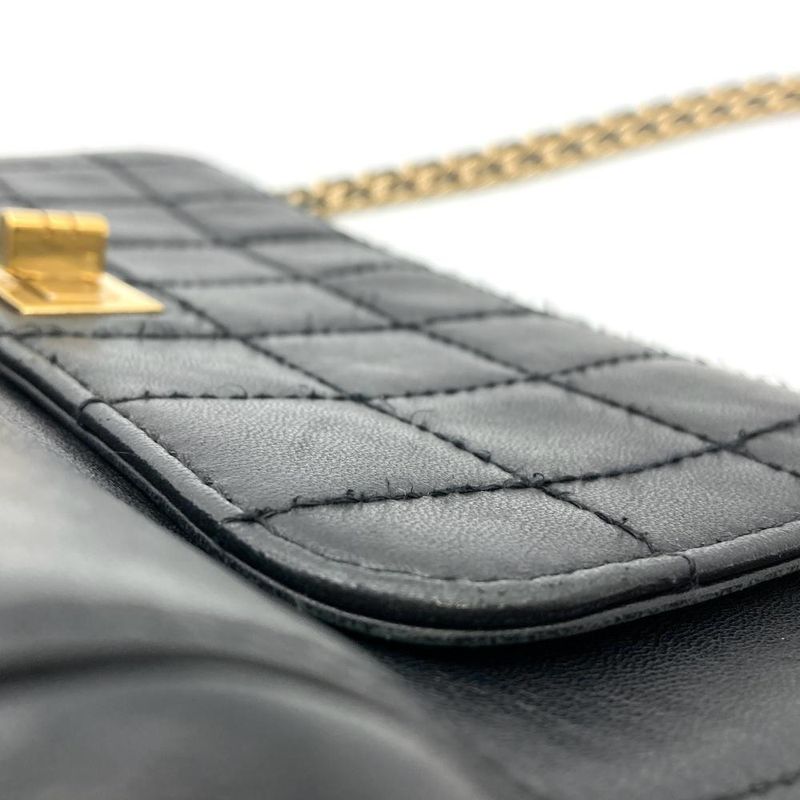 Chanel Chocobar Shoulder Bag Lambskin Black Gold Hardware