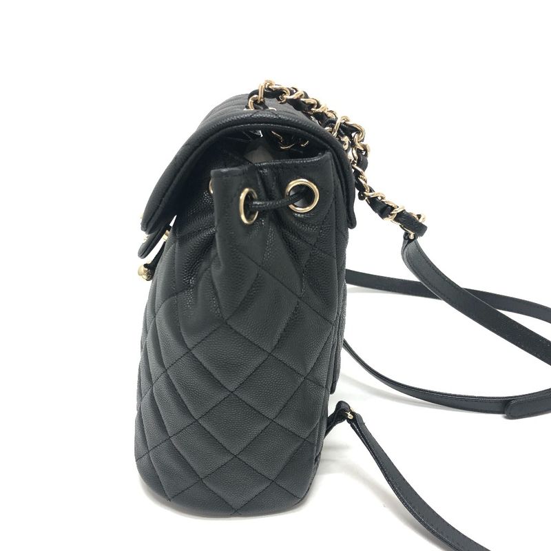 Chanel Backpack Sac Coco Mark As4058 Caviar Skin Black