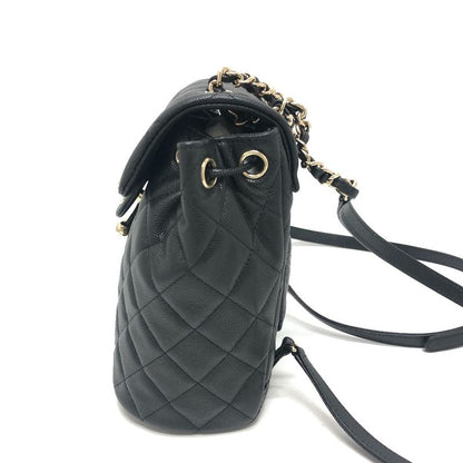 Chanel Backpack Sac Coco Mark As4058 Caviar Skin Black