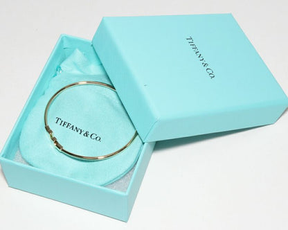 Tiffany & Co Bracelet Bangle 18K Yellow Gold T Narrow Wire Bracelet Large
