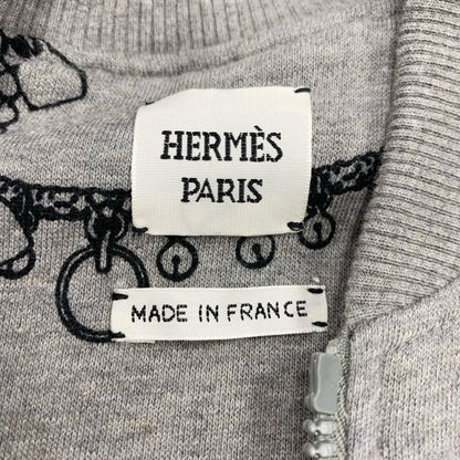 Hermes Outerwear Cotton Gray Black Blouson Jacket Brushed Lining Tresor Medor