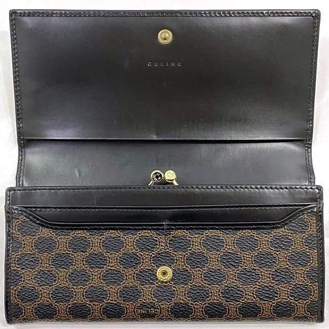 Celine Bifold Long Wallet Black Brown Macadam
