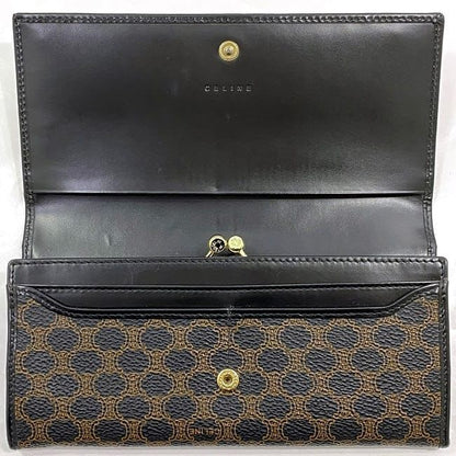 Celine Bifold Long Wallet Black Brown Macadam