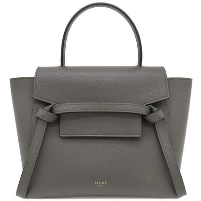 Celine 2way Bag Belt Bag Nano Calf Gray Gold Hardware Handbag Shoulder [storage
