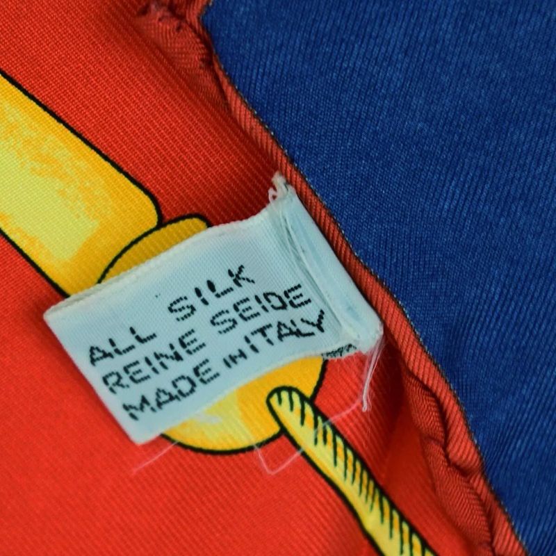 Celine Logo Scarf Large Size 100% Silk Red Navy 01bs035