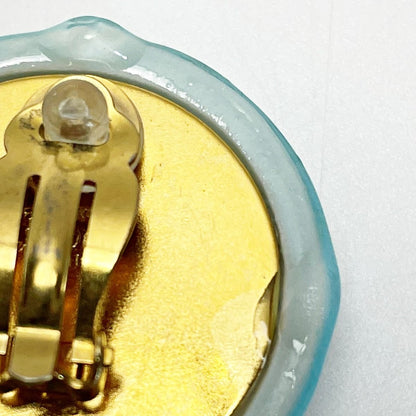 Chanel Coco Mark Light Blue Earring Pottery GP Vintage Ladies Accessories