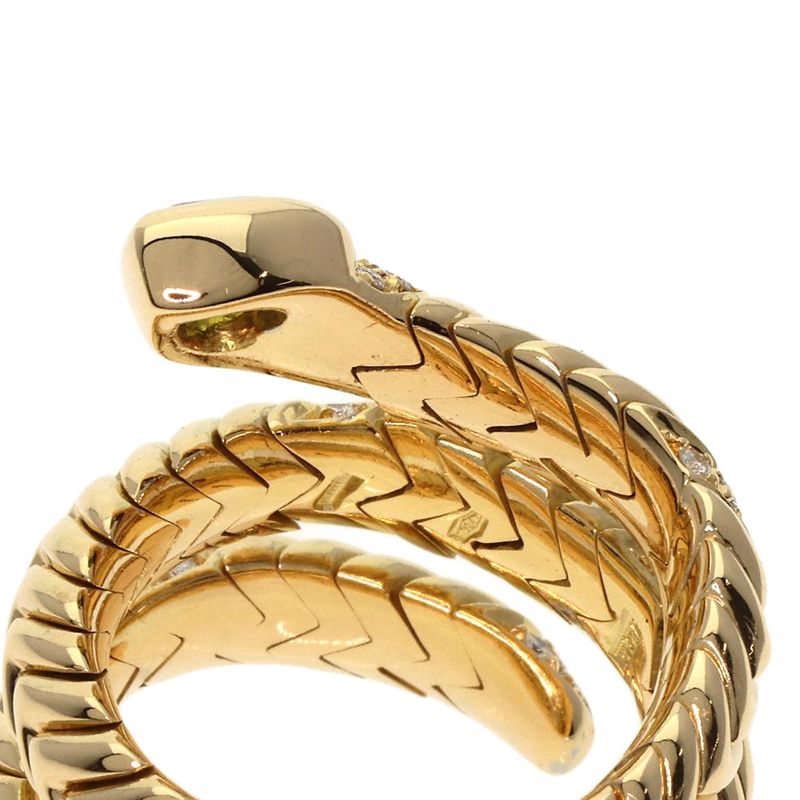 Bvlgari Bulgari Tubogas Spiga Peridot Diamond Ring And Ring 18K Yellow Gold