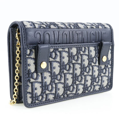 Dior Christian Dior 2WAY Waist Pouch Trotter Oblique Canvas X Leather Navy