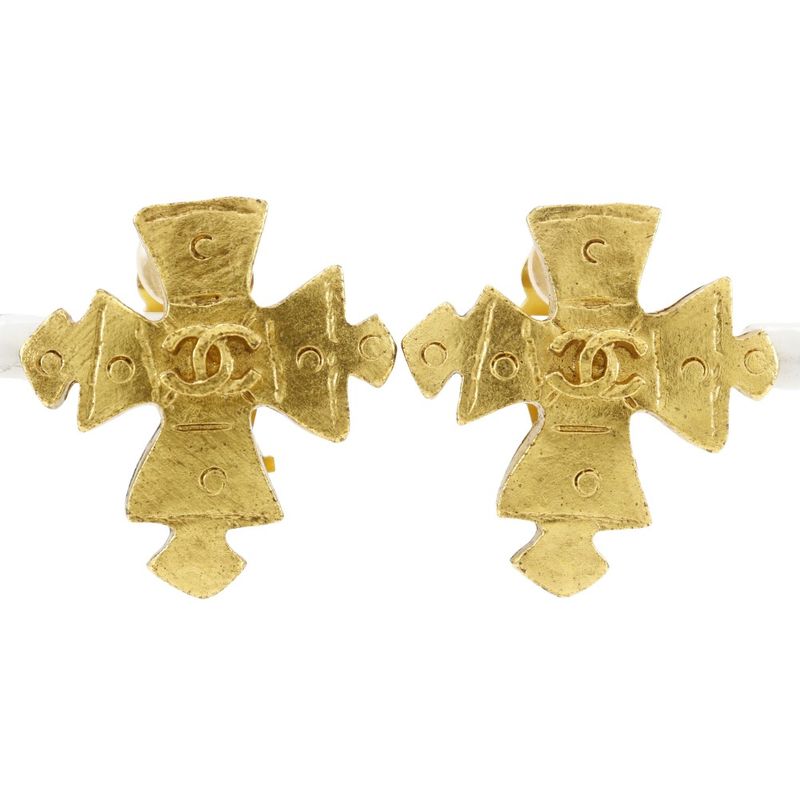 Chanel Coco Mark Cross Vintage Gold Plated 94P Ladies 12.5g Earring