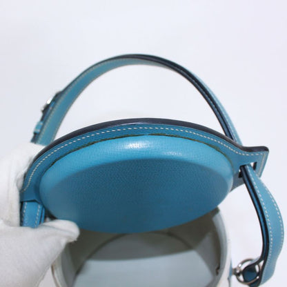Hermes Firming PM Vaux Epson Blue And White Handbag Silver