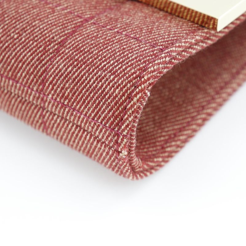 Chanel Chain Shoulder Chocobar Line Cotton Canvas Red Ladies Shoulder Bag