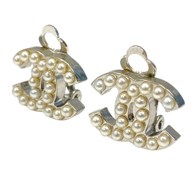 Chanel Earrings Jewelry Coco Mark Faux Pearl GP Silver Chanel Ladies Luxury
