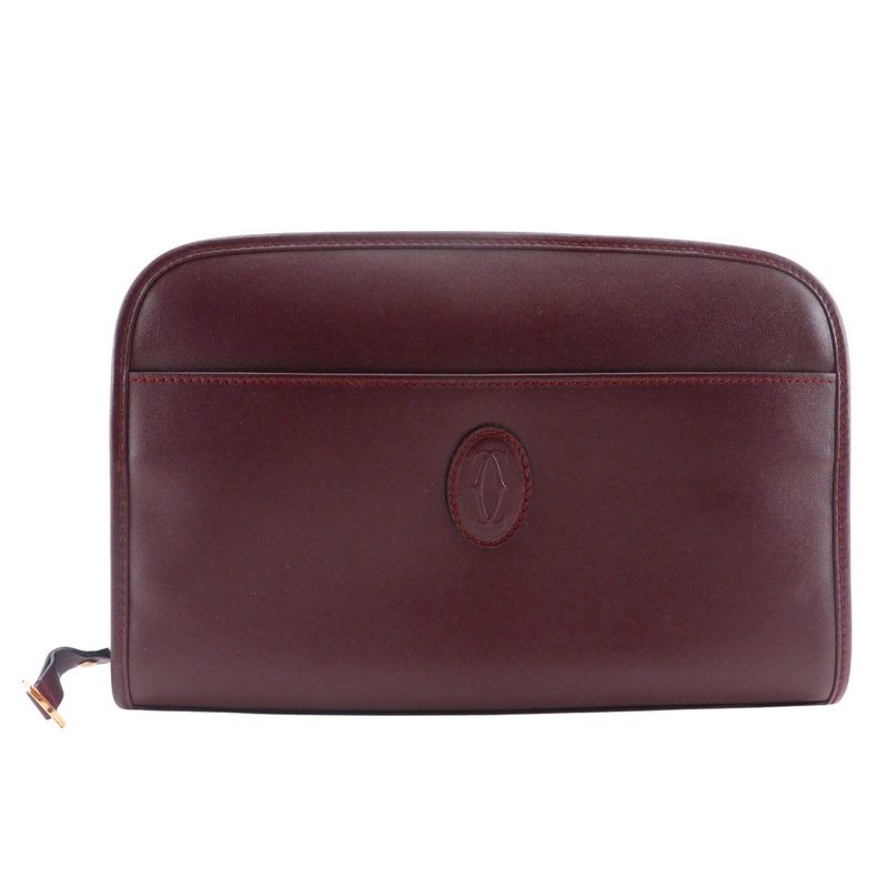 Cartier Must Line Second Bag Calf Bordeaux Unisex Clutch Bag