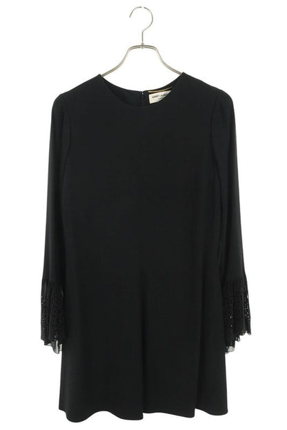 Saint Laurent Paris 453845 Y012w Lace Sleeve Dress Women 34