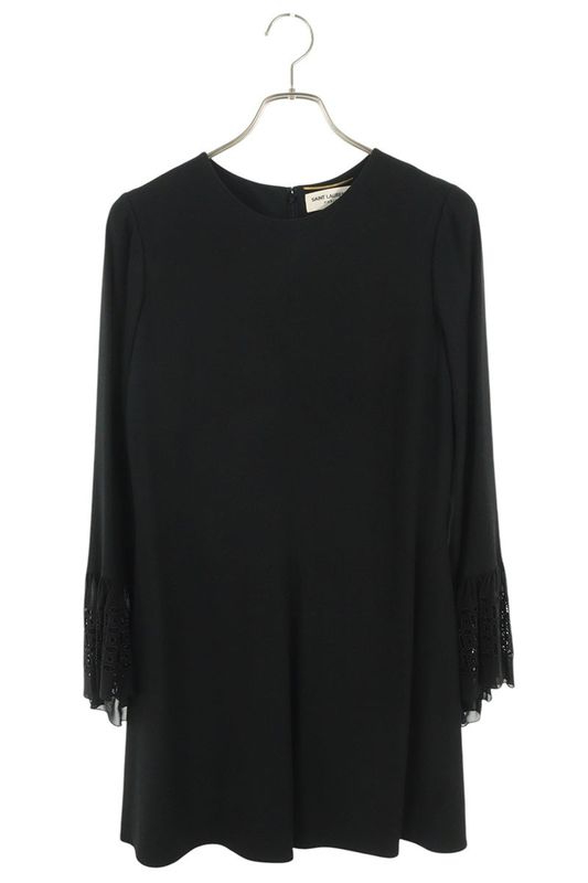 Saint Laurent Paris 453845 Y012w Lace Sleeve Dress Women 34