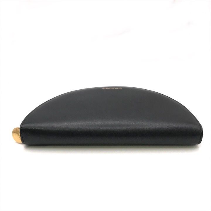 Tiffany & Co Half Moon Leather Wallet Clutch Black