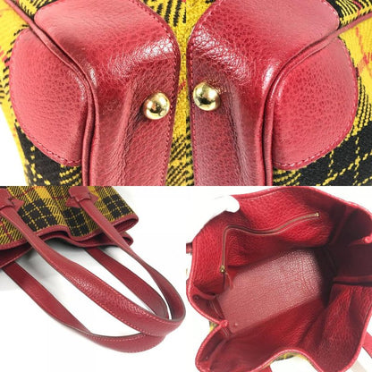 Hermes Shoulder Bag Gallop Check Wool Red