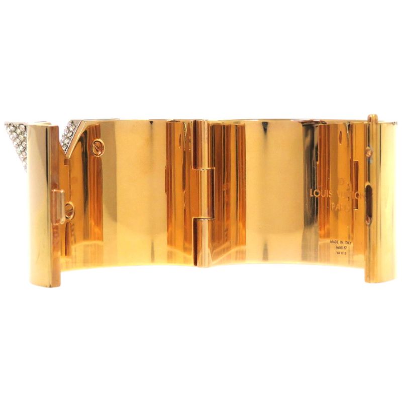Louis Vuitton Escential V M68157 GP Rhinestone Gold Bangle LV 1002 Louis Vuitton
