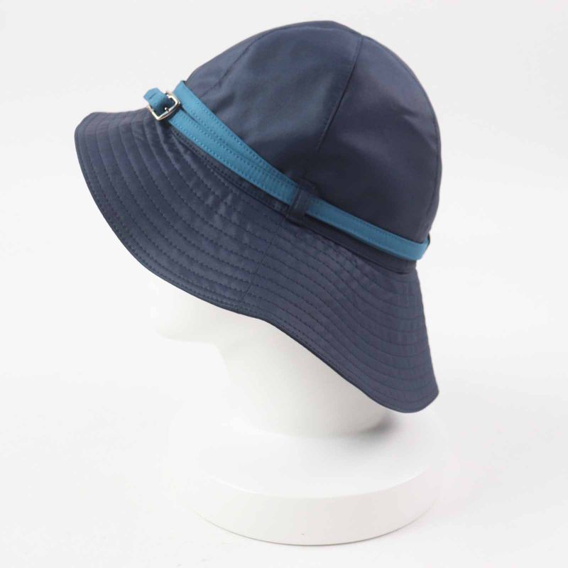 Hermes Silver Hardware Belted Hat/hat Navy Light Blue 56 Made In France Ladies