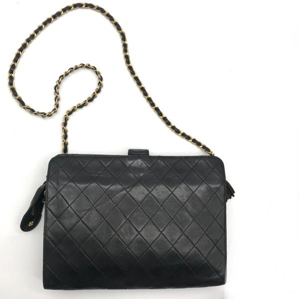 Chanel CC Logo Quilted Tassel Chain Tote Black