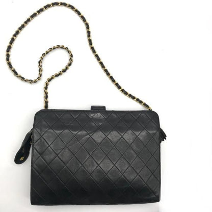 Chanel CC Logo Quilted Tassel Chain Tote Black