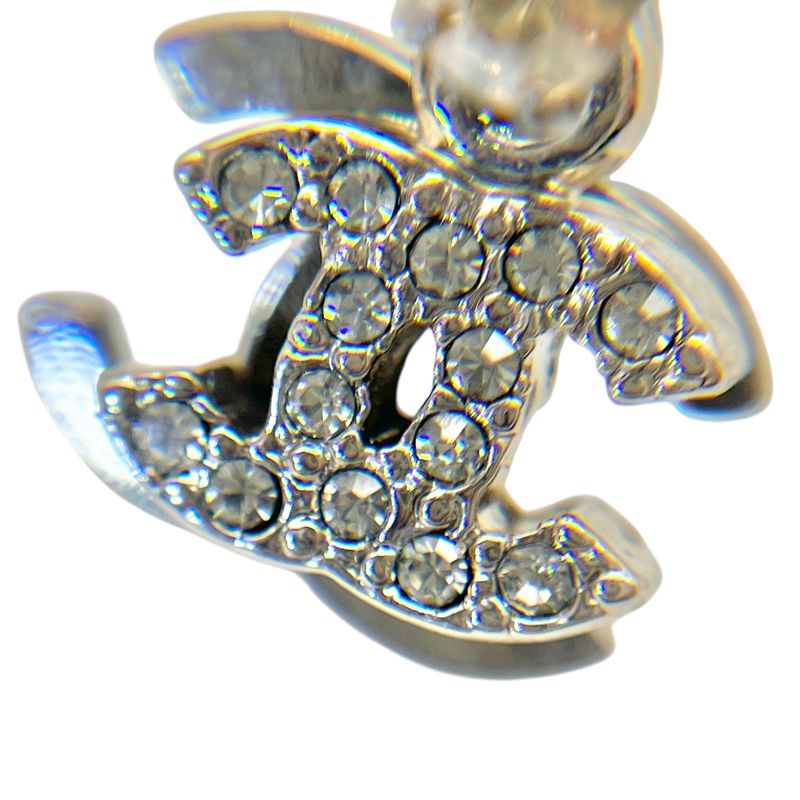 Chanel Earrings Coco Rhinestone Silver