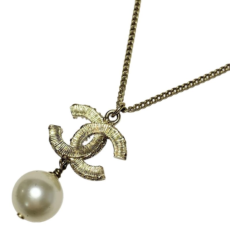 Chanel Necklace Coco Mark Pink Gold And Ivory