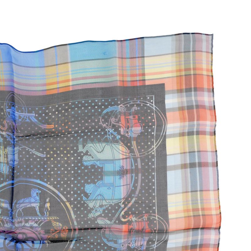 Hermes Carre 55 Scarf Madras Exlibris Bandana Silk Multicolor Accessory