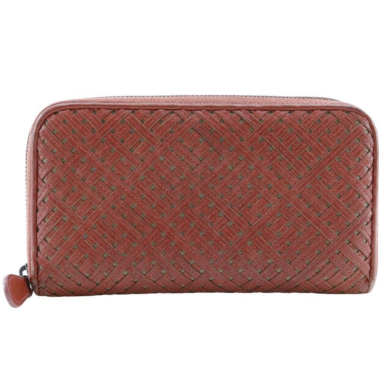 Bottega Veneta Bottega Veneta Round Zipper Intrecciato Lambskin Reddish Brown