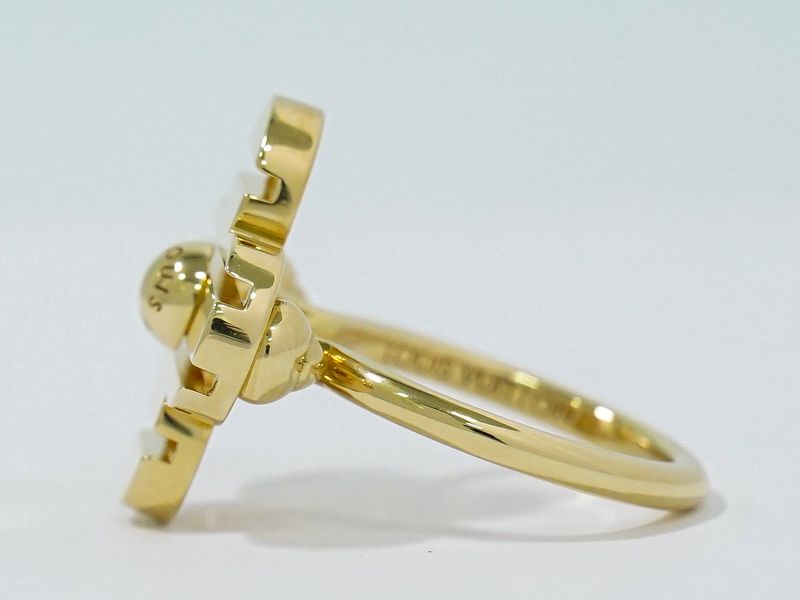 Authentic Louis Vuitton LV Petite Burg Fleur 750 YG Ring 49 9 Yellow Gold Viton
