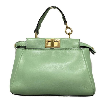 Fendi Handbag Micro Peekaboo 8m0355 Light Green Mini Bag Leather