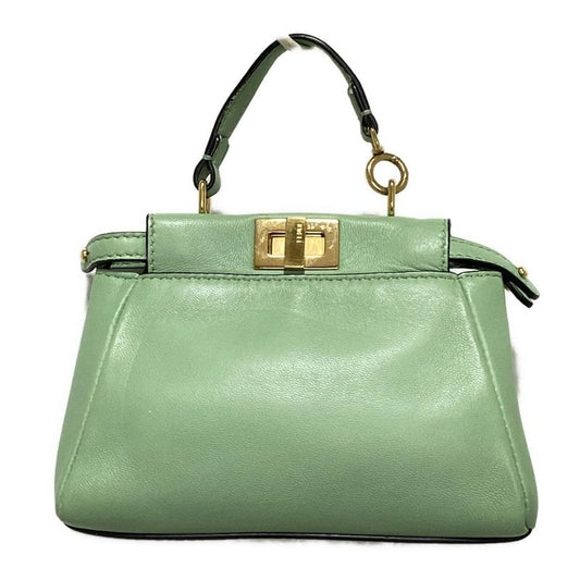 Fendi Handbag Micro Peekaboo 8m0355 Light Green Mini Bag Leather